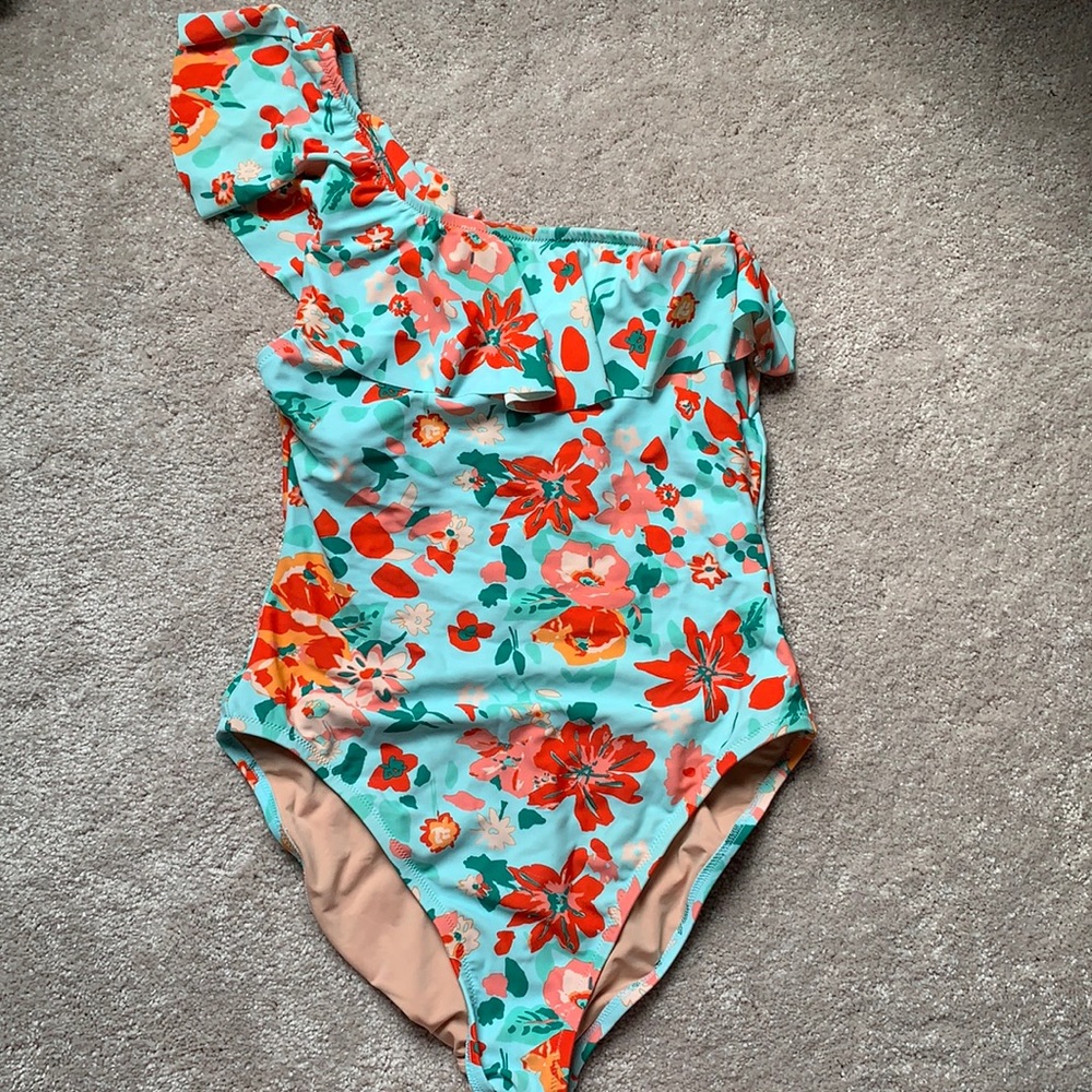 JCrew Factory Floral Flounce One Piece Swimsuit